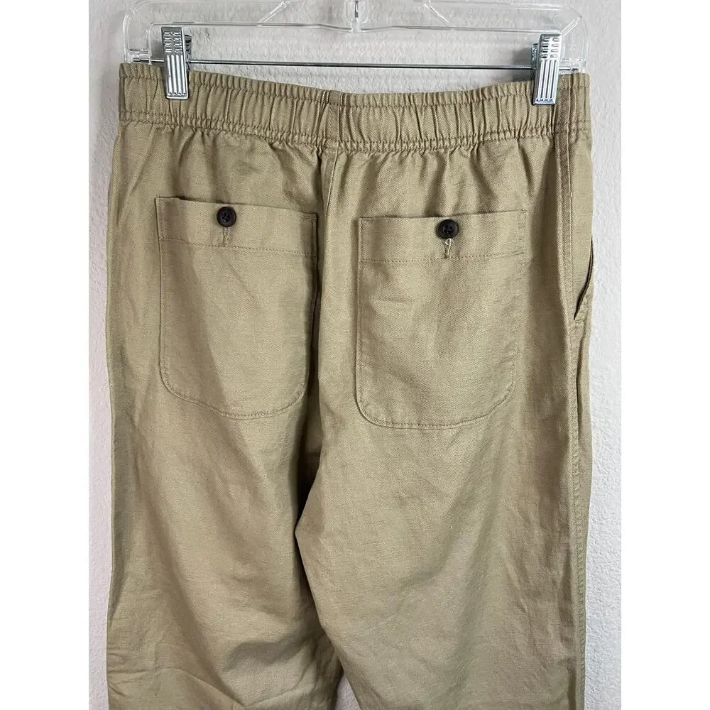 New J.Crew Pier Khaki Linen Blend Pants Men's Small Coastal Preppy Old Money